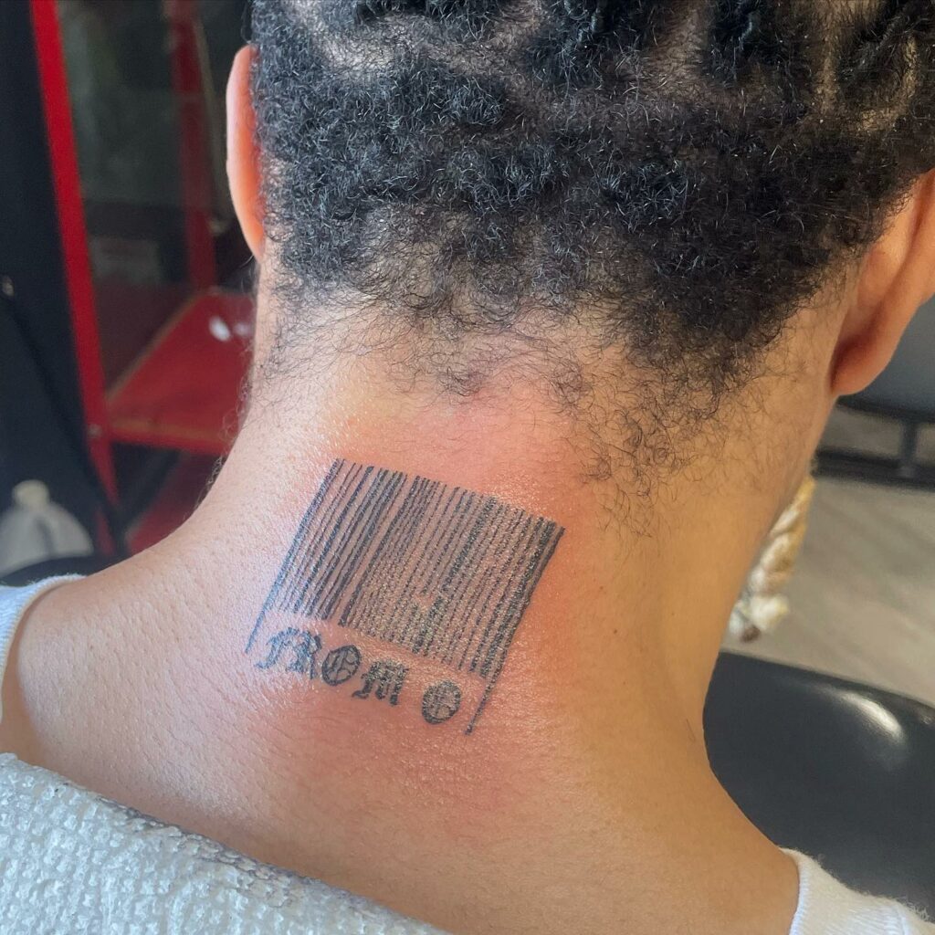 90 Latest Neck Tattoo Ideas To Inspire You In 2024! 43 The Anti-Establishment Barcode Neck Statement