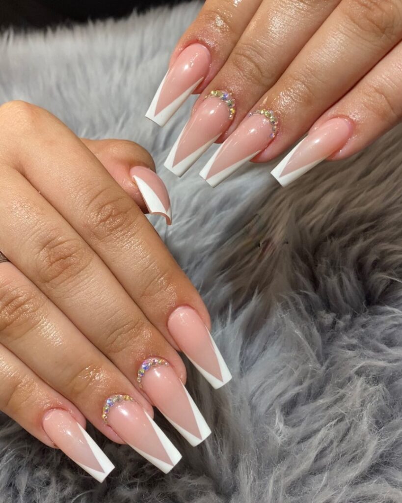 50 Latest V French Tip Coffin Nail Designs To Try In 2024! 10 Classic V French Tips