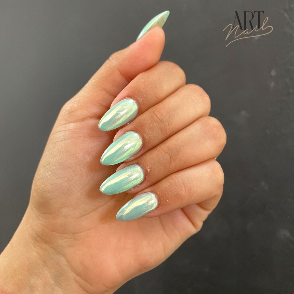 30 Latest Green Chrome Nail Ideas To Try in 2024! 20 Light Green Chrome Nails