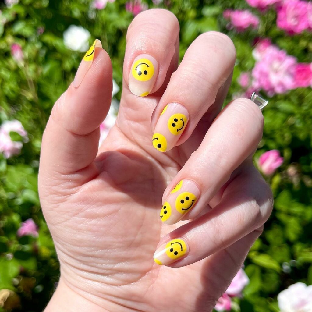 Show Off 25 Smiley Face Nail Designs in 2024 11 Bright Yellow Smiley Nails