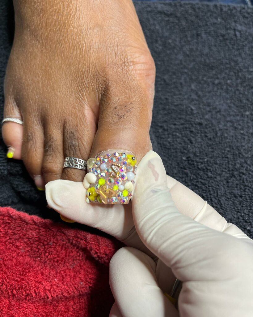 30 Yellow Pedicure Ideas to Brighten Up Your Look in 2024 24 Yellow French With Colorful Stones
