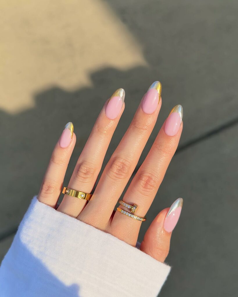 40 Latest Trendy Nail Ideas To Try In 2024! 39 Gold And Silver Ombre French Trendy Nails