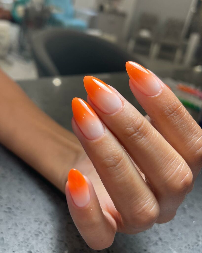 30 Latest Orange Ombre Nail Designs To Try In 2024! 32 Orange And White Ombre Almond Nails