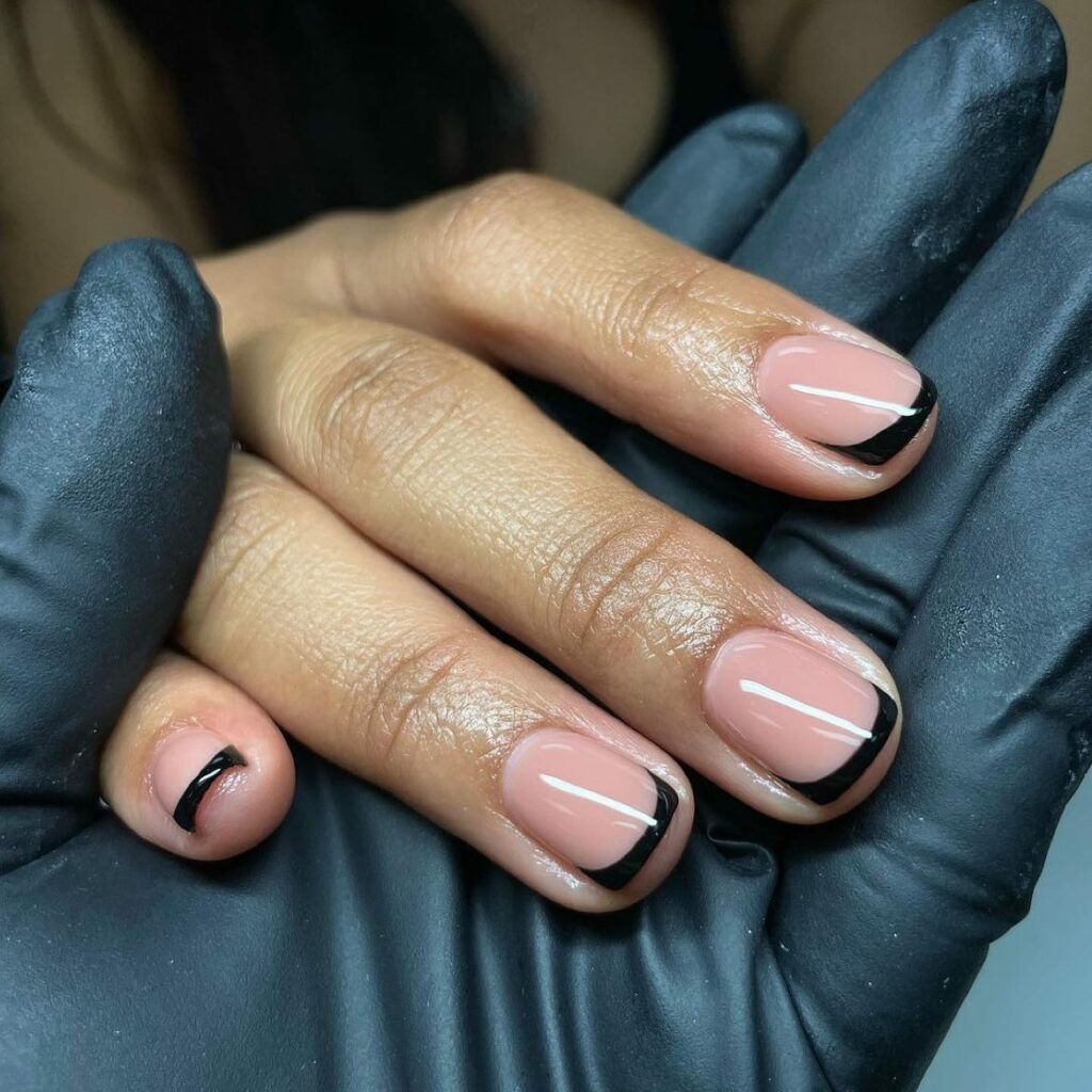 45 Latest Short Black Nail Designs To Try In 2024! 40 Simple Black French Short Tip Nail