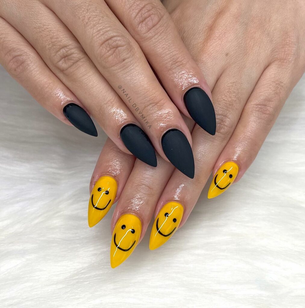 Show Off 25 Smiley Face Nail Designs in 2024 13 Two-Tone Smile Mani