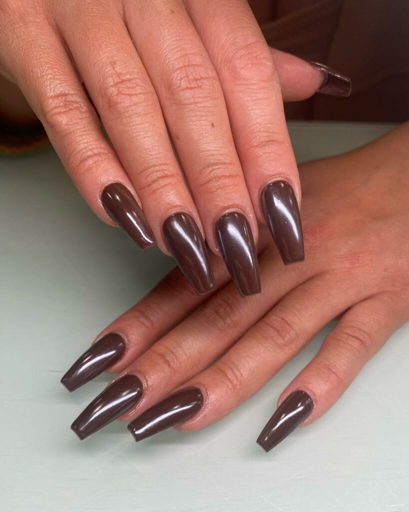 20 Latest Chocolate Glazed Donut Nail Ideas To Try In 2024! 28 Chocolate Glazed Coffin Nails