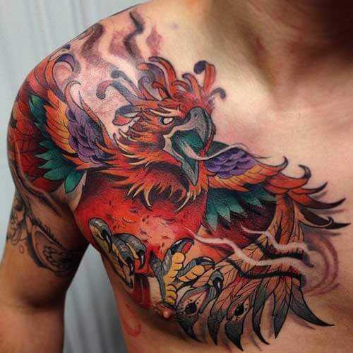 33 Latest Phoenix Tattoos To Inspire You In 2024! 37 Colourful Phoenix Chest Tattoo