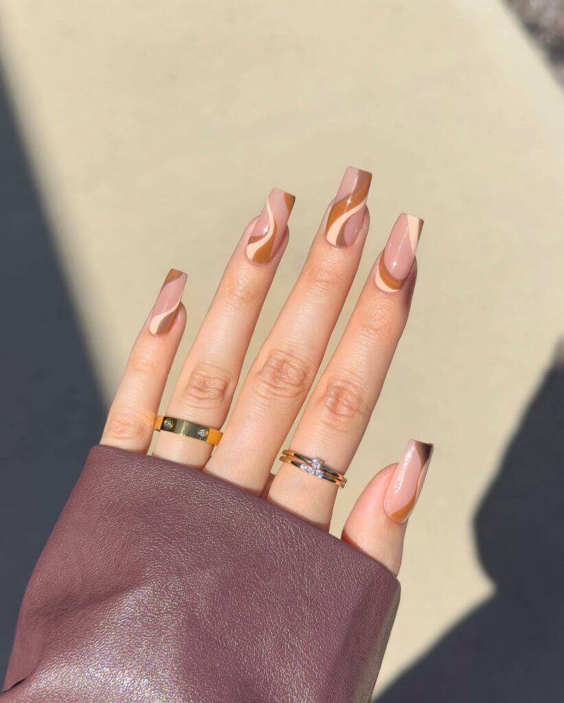 40 Latest Trendy Nail Ideas To Try In 2024! 40 Brown Swirls Trendy Nails