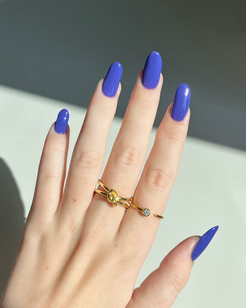35 Latest Dark Blue Nail Designs To Try In 2024! 30 Almond Dark Blue Nails