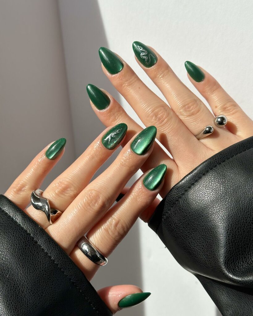 33 Latest Harry Potter Nail Ideas To Try In 2024! 22 Slytherin Harry Potter Nails