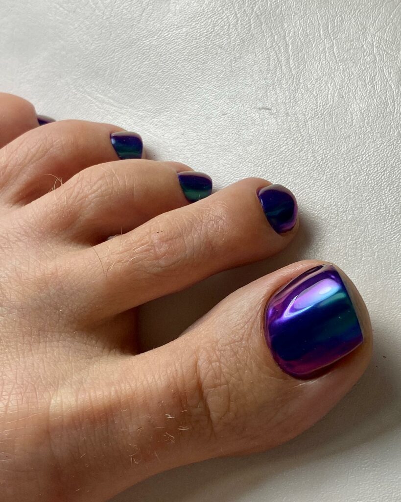 15 Latest Dark Purple Pedicure Designs To Try In 2024! 18 Chrome Dark Purple Pedicure