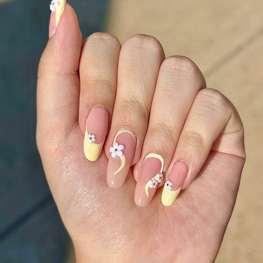 20 Latest Sunshine Nail Ideas To Try In 2024! 22 Pastel Yellow Sunshine Nails With Flower