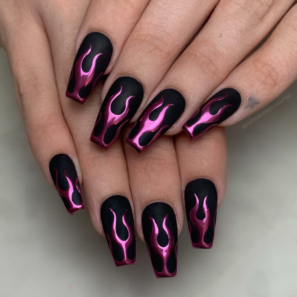 35 Latest Black Matte Nail Designs To Try In 2024! 44 Matte Black Flames
