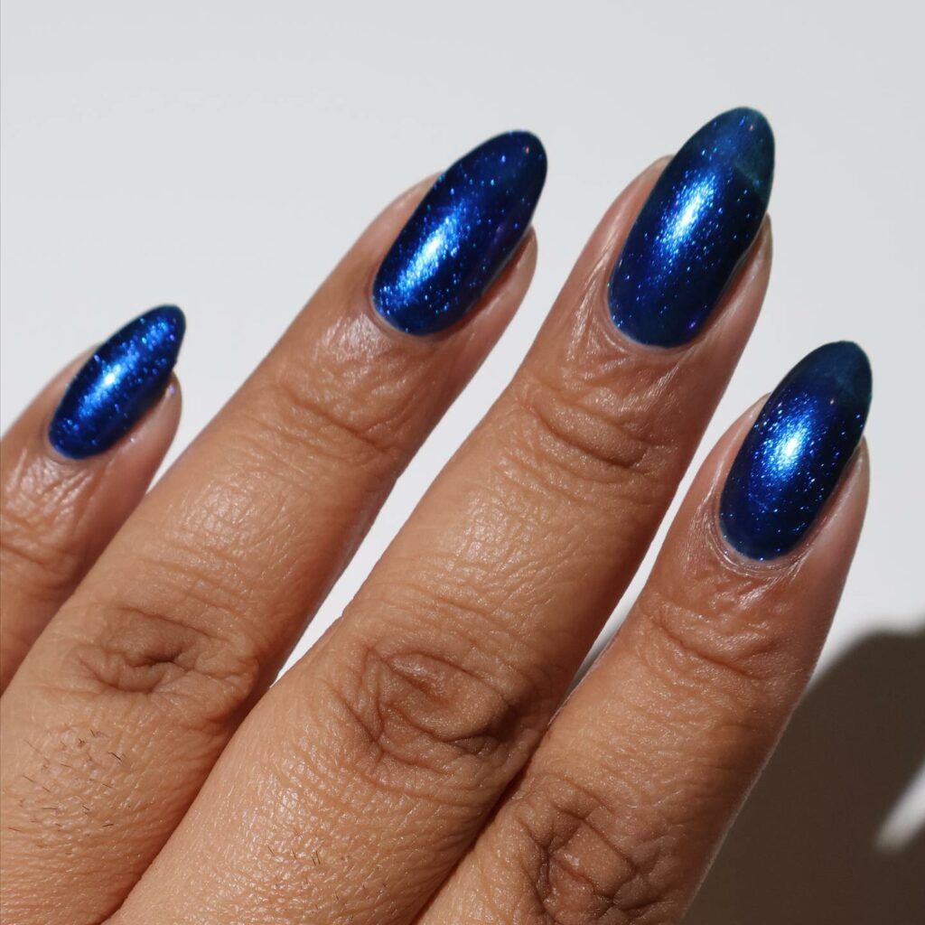30 Latest Navy Blue Nail Designs To Try In 2024! 36 Dark Blue Glitter and Grey