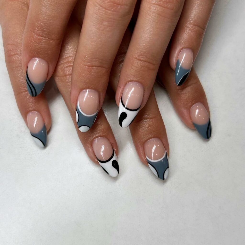 Get Swirly with 35 Swirl Nails Ideas for 2024 43 White, Grey & Black Swirl Nails