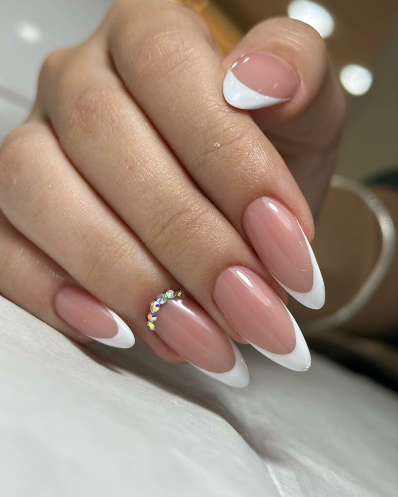 Attend in Style with 25 Wedding Guest Nail Designs in 2024 11 French Wedding Guest Nails With Rhinestones
