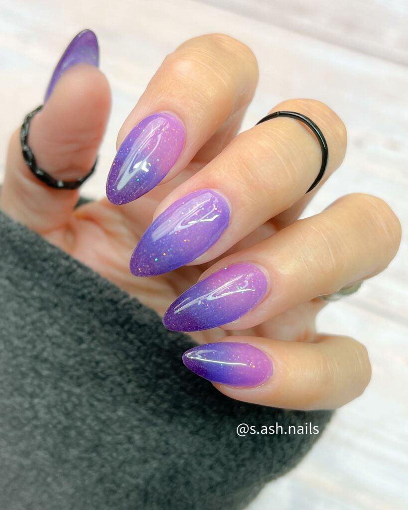 Discover 35 Purple Ombre Nail Designs To Try in 2024 44 Glitter Purple Ombre Nails