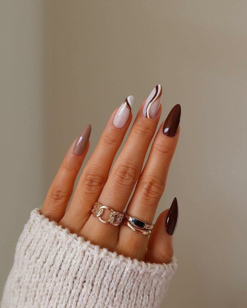 25 Latest White Swirl Nail Ideas In 2024! 20 White And Brown Swirl Nails