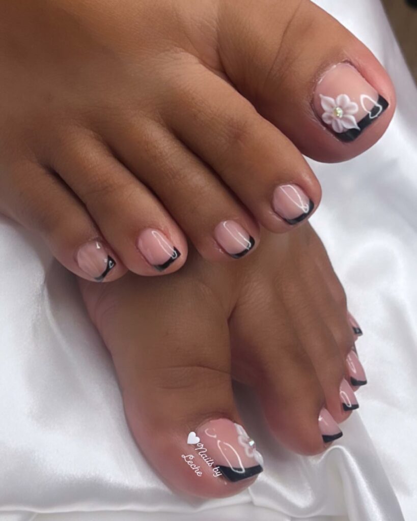 25 French Pedicure Ideas to Elevate Your Style in 2024 27 Romantic Floral Charm