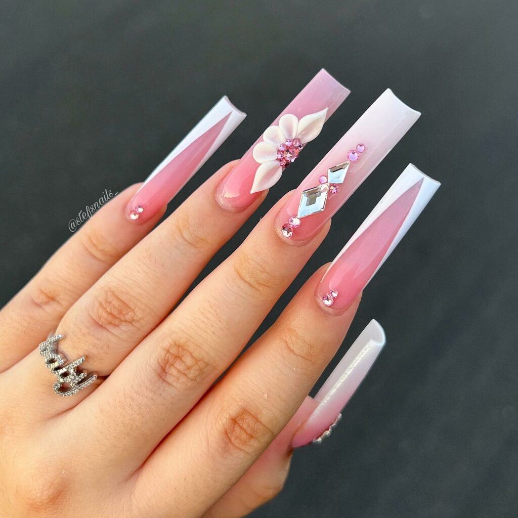 30 Latest Long French Tip Nail Ideas To Try In 2024! 39 Long Nails with Sharp V Tips
