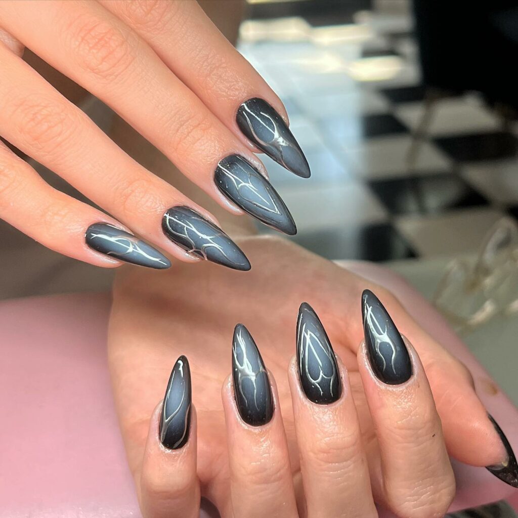 Embrace Neutrals with 35 Grey Nail Designs for 2024 18 Dark and Moody Greys