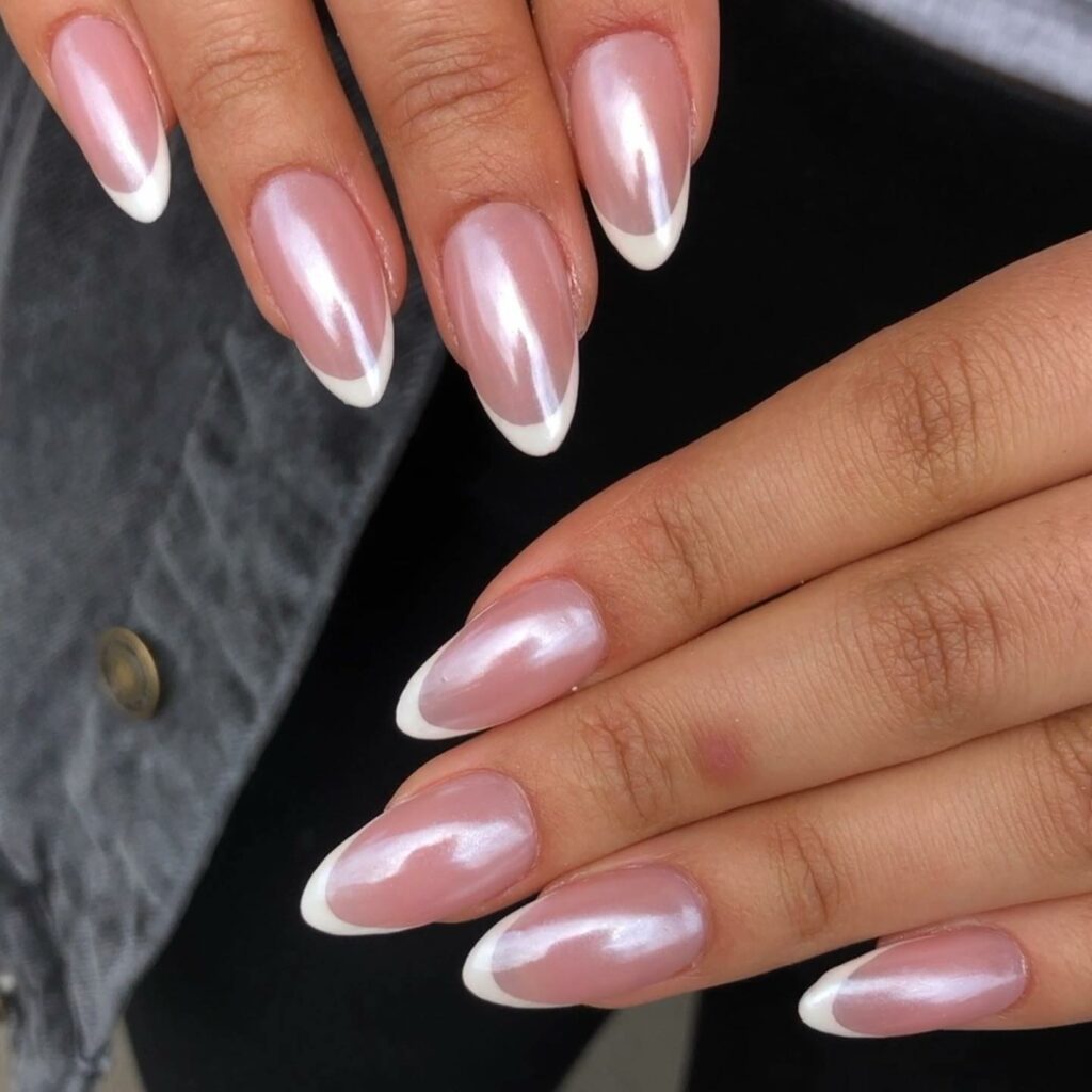 Shine with 30 Light Pink Chrome Nail Designs of 2024 31 Light Pink Chrome French Tip Nails