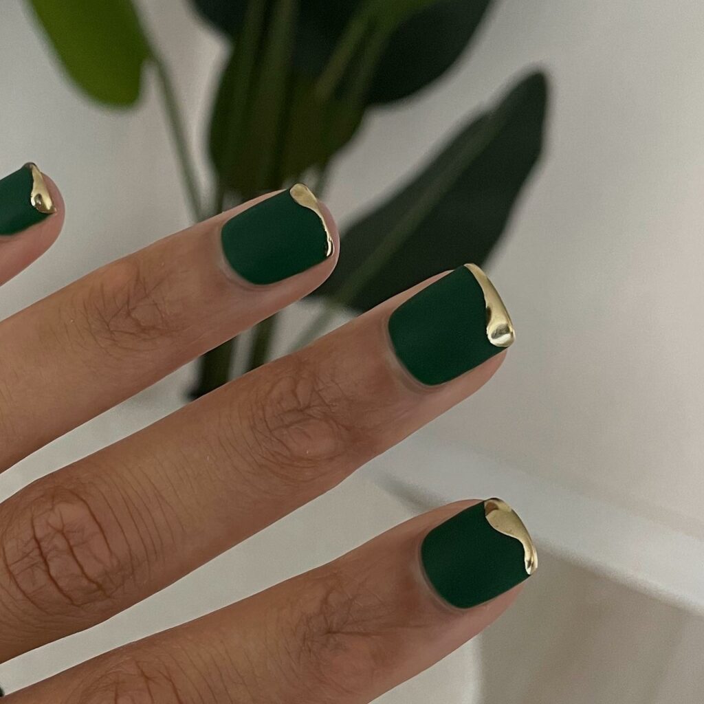 33 Latest Emerald Green and Gold Nail Ideas To Try In 2024! 10 Emerald Green Nails Crowned with a Gold French