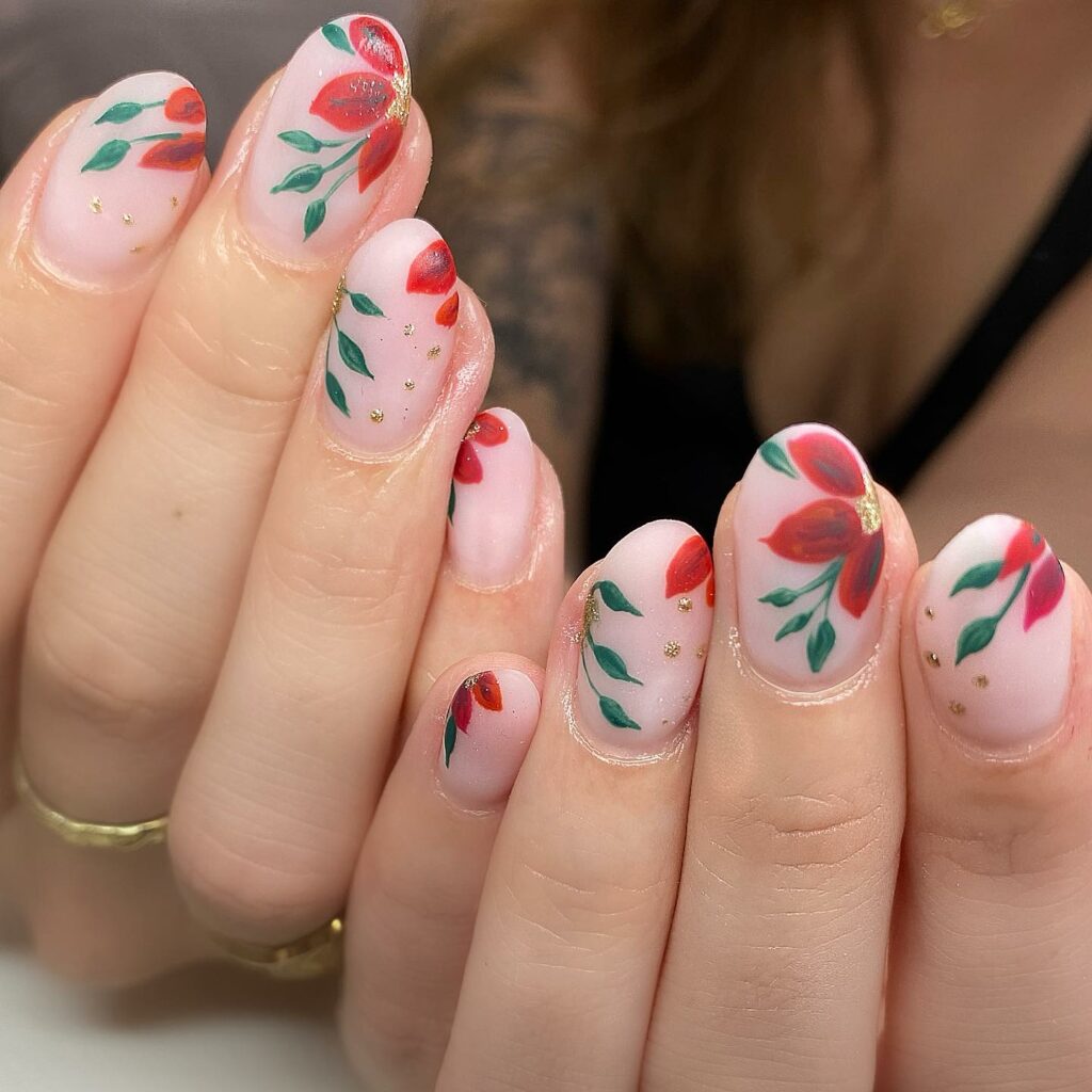 Latest Floral Nail designs to try in 2024! 15