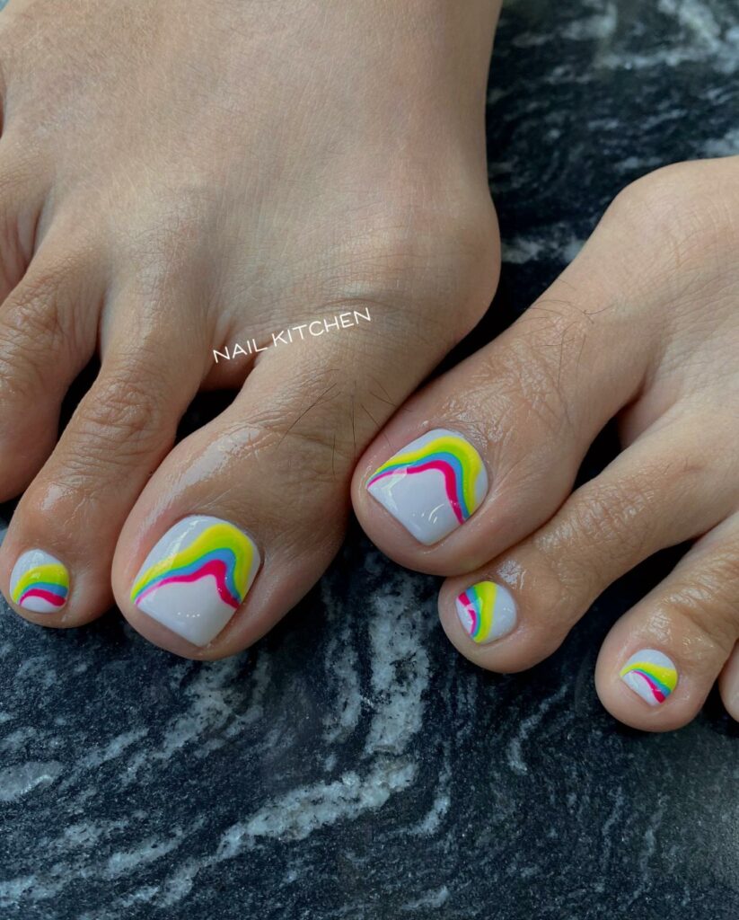 35 Rainbow Pedicure Ideas to Add Vibrancy to Your Look in 2024 28 Chevrons