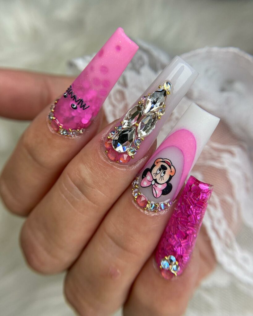Embrace Childhood with 30 Minnie Mouse Nail Designs in 2024 25 Glam Minnie Mouse Coffin Nails