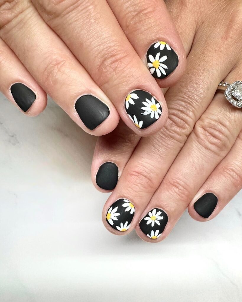 35 Latest Black Matte Nail Designs To Try In 2024! 25 Floral Feels For Dark Lovers