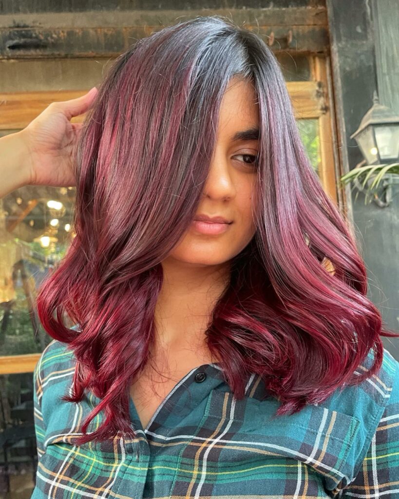 55 Bold Burgundy Dark Red Hair Ideas to Try in 2024 22 Burgundy and Caramel Highlights