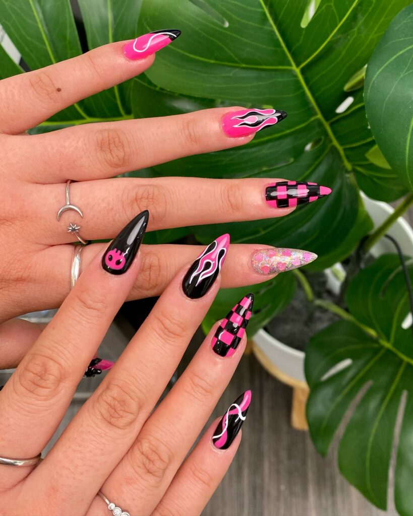 Indulge in 35 Black And Pink Nail Designs To Try in 2024 26 Glamorous Halloween