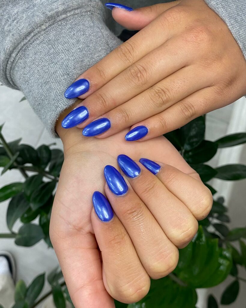 29 Latest Metallic Nail Designs To Try In 2024! 20 Metallic Royal Blue Nails