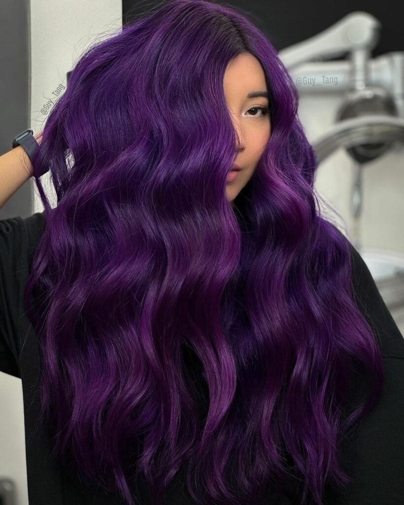 40 Purple Highlight Hair Ideas to Try in 2024 19 Deep Violet Drama