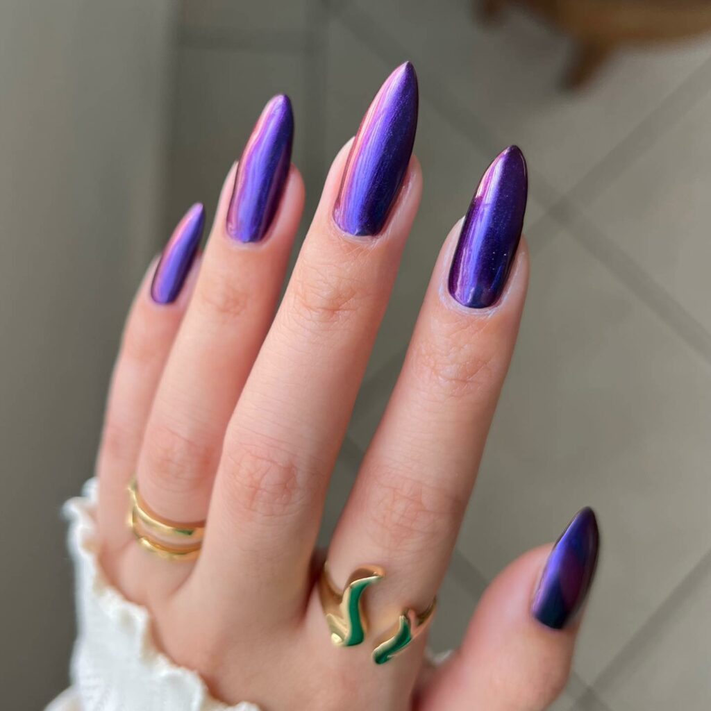Sparkle with 35 Dark Purple Nails & Glitter in 2024 39 Purple Metallic