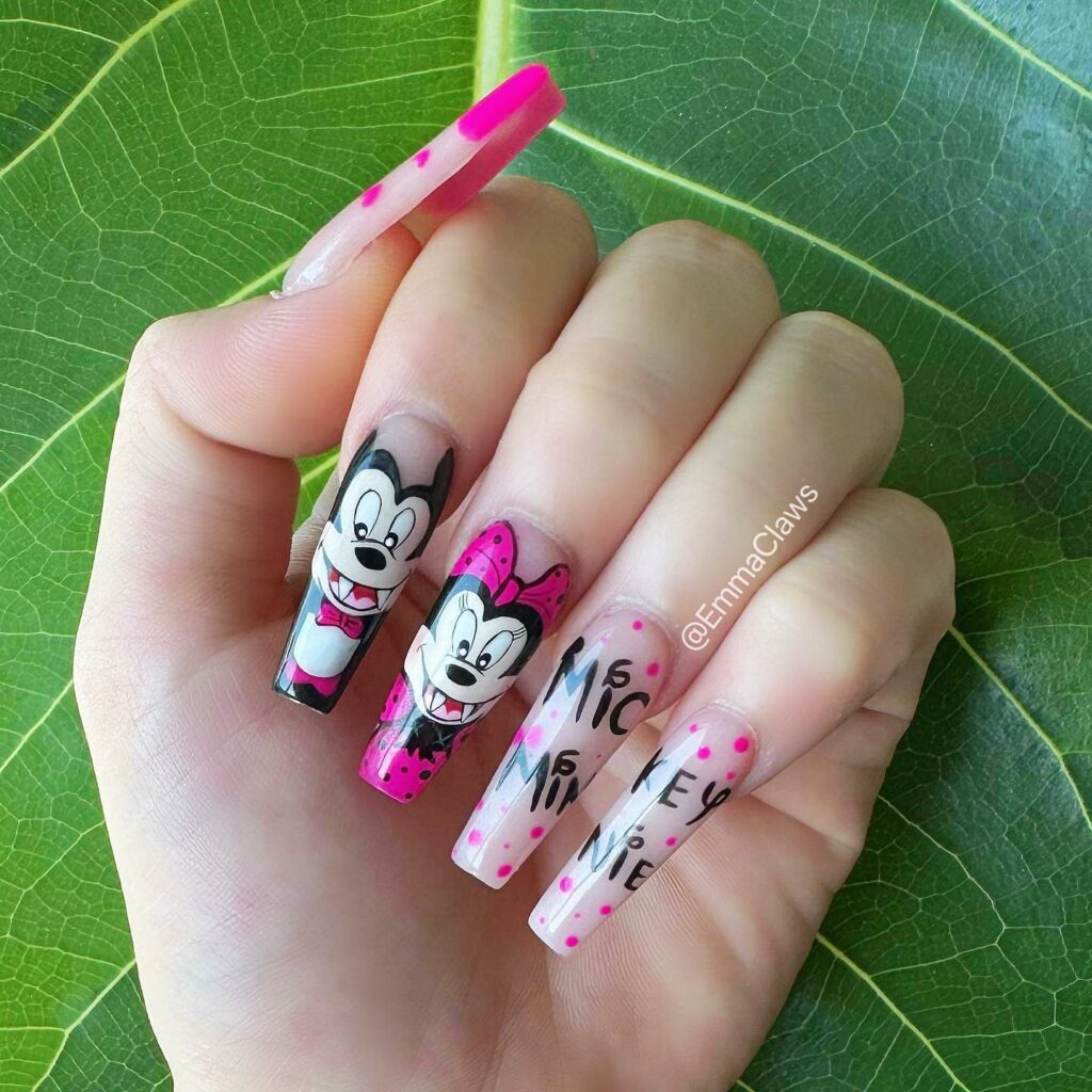 Embrace Childhood with 30 Minnie Mouse Nail Designs in 2024 33 Vampire Minnie And Mickey Mouse Nails
