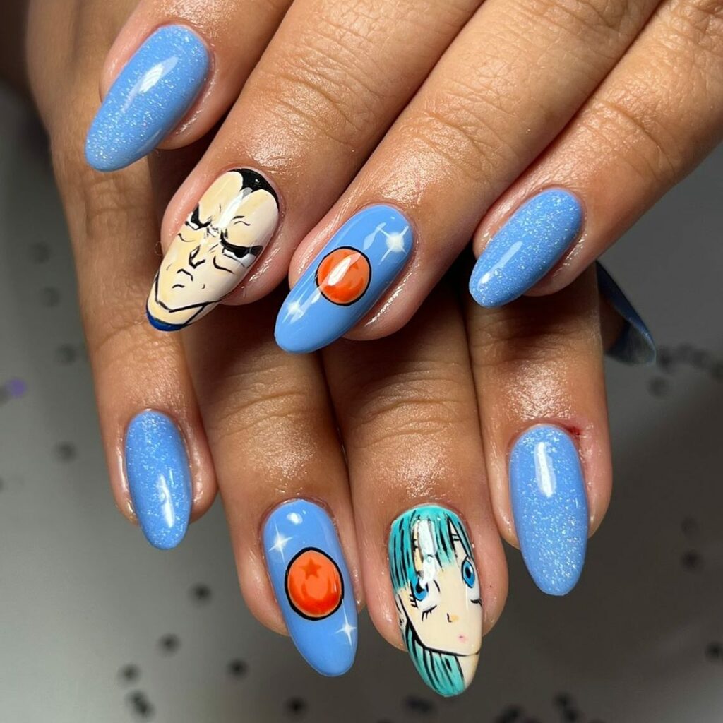 Embrace 40 Anime Nail Designs in 2024 25 Dragon Ball Z's Blue Explosion