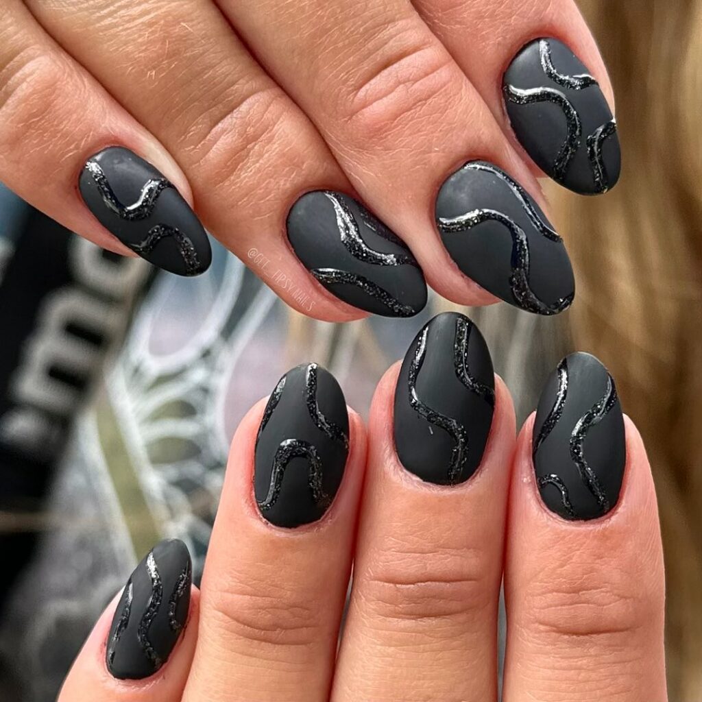 35 Latest Black Matte Nail Designs To Try In 2024! 46 This Dual-Textured Manicure