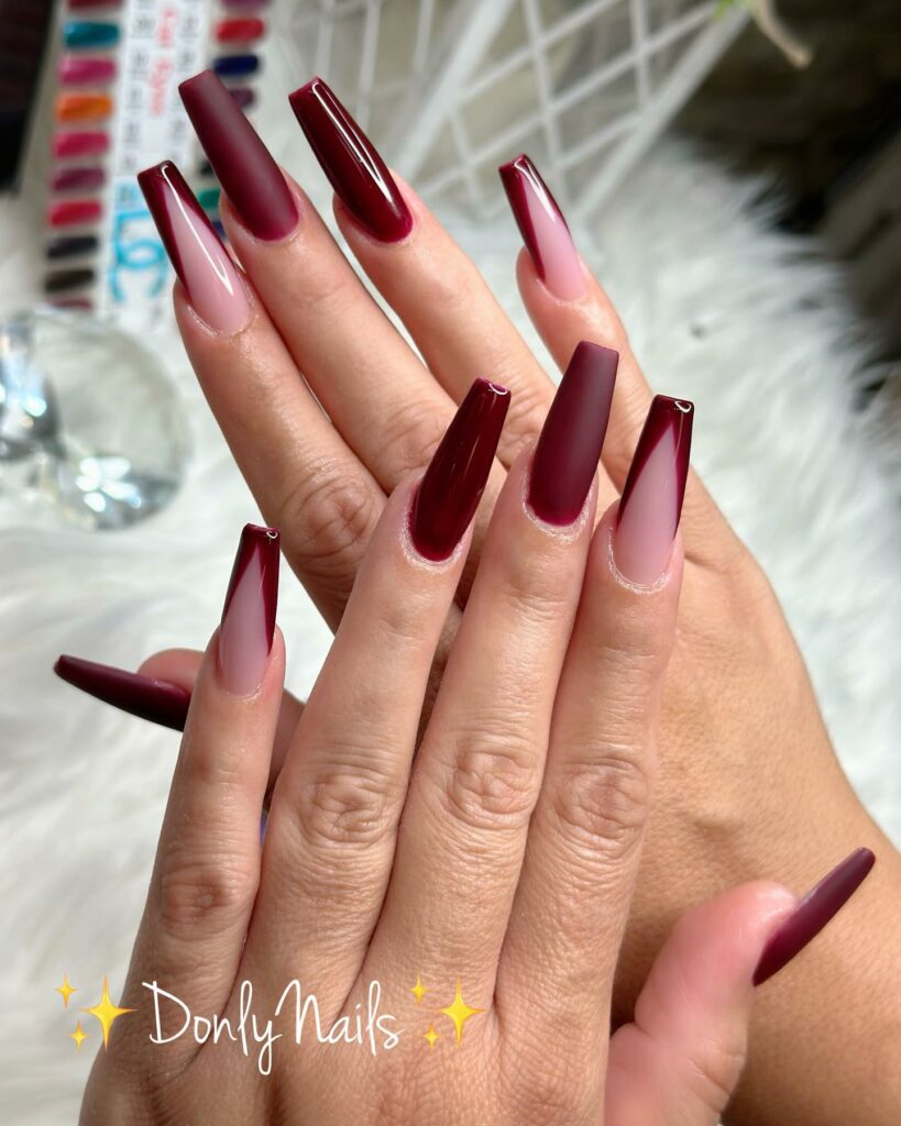 Go Bold with 40 Red Coffin Nail Designs in 2024 47 V Tips French Dark Red Nails