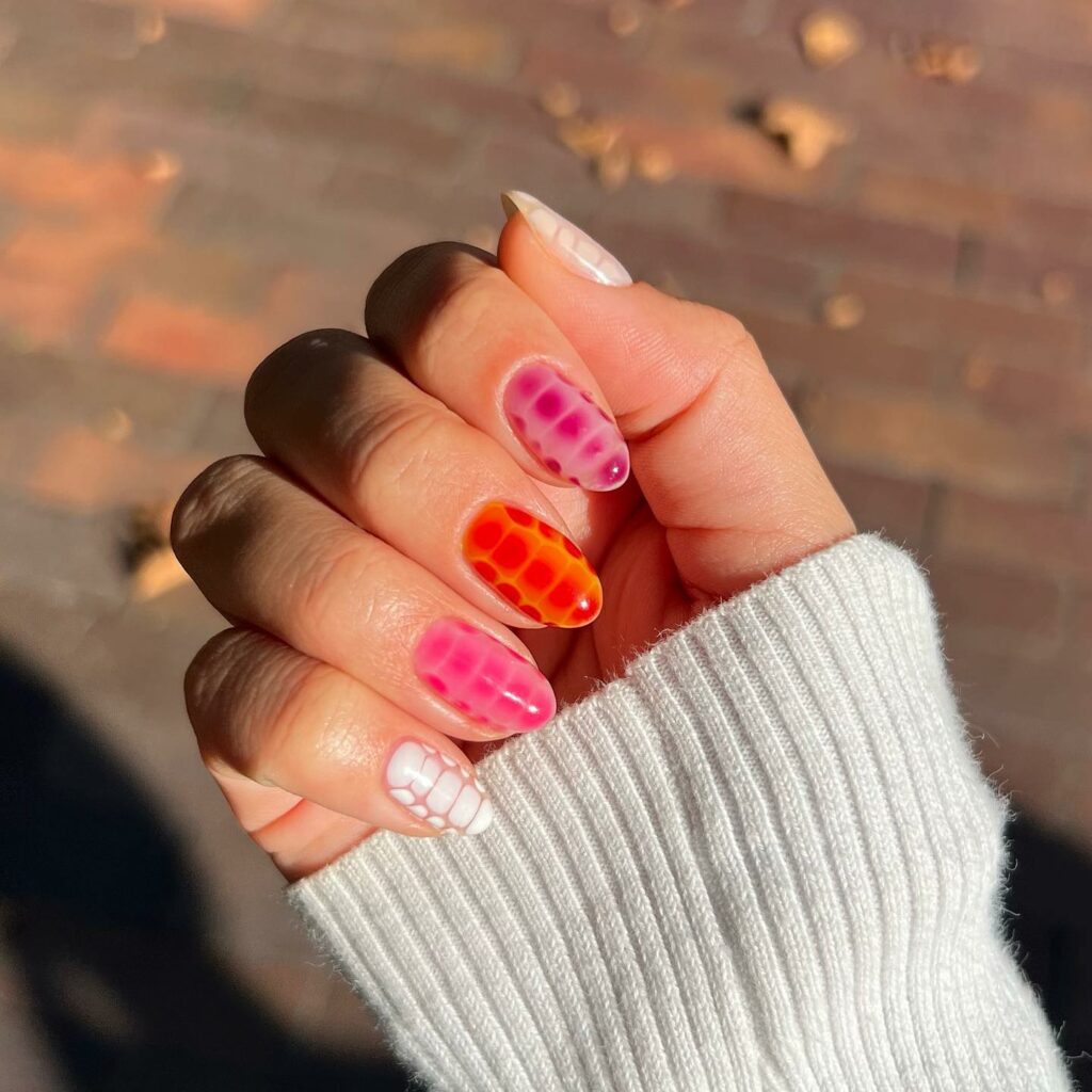20 Latest Croc Nail Ideas To Try In 2024! 20 Short Round Colorful Croc Nails