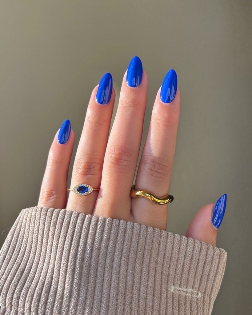 40 Latest Trendy Nail Ideas To Try In 2024! 13 Blue Almond Trendy Nails