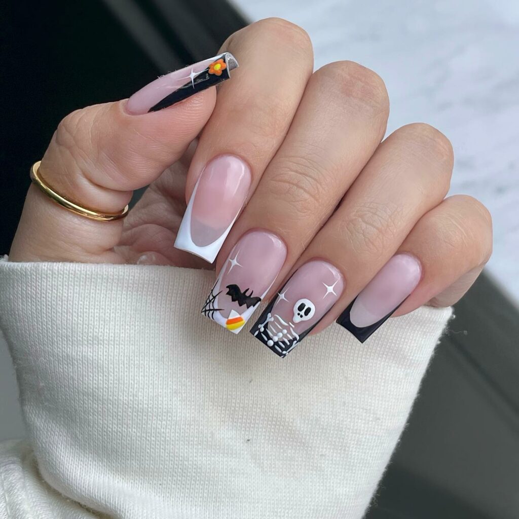 35 Latest Medium Square Nail Ideas To Try In 2024! 21 Medium Square Nails With Holloween-Inspired Design