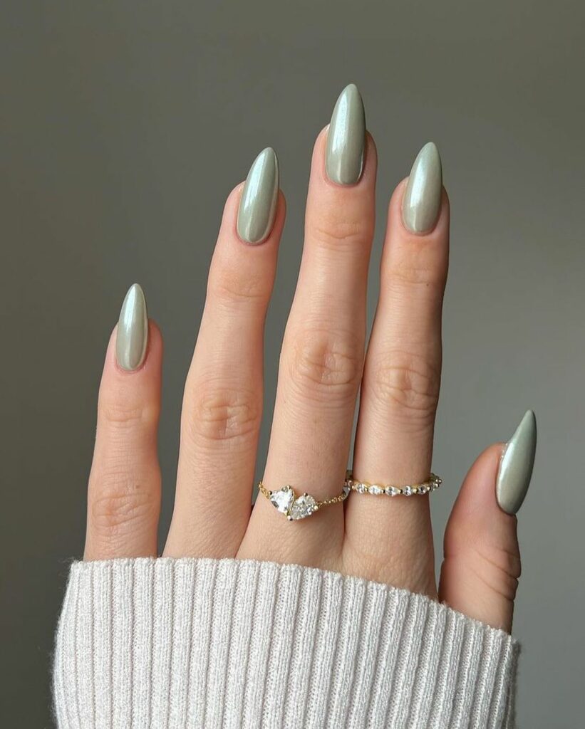 30 Latest Green Chrome Nail Ideas To Try in 2024! 28 Olive Green Chrome Nails