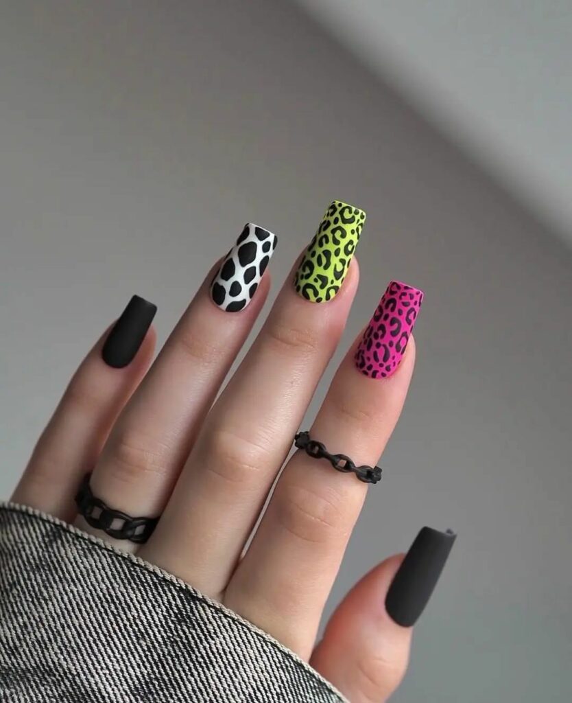 25 Latest Leopard Print Nail Ideas To Try In 2024! 21 Matte Neon Green And Pink Leopard Nails