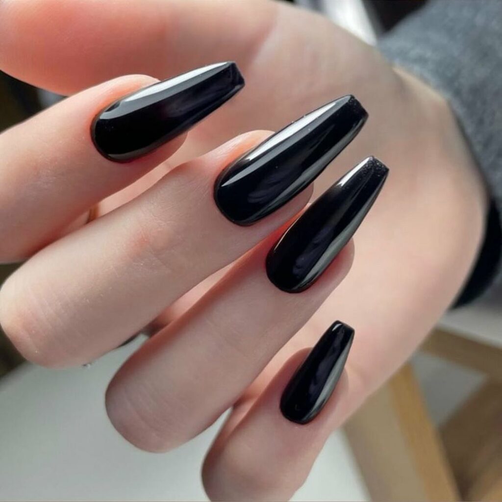 40 Latest Black Coffin Nail Designs To Try In 2024! 23 Long Black Coffin Nails