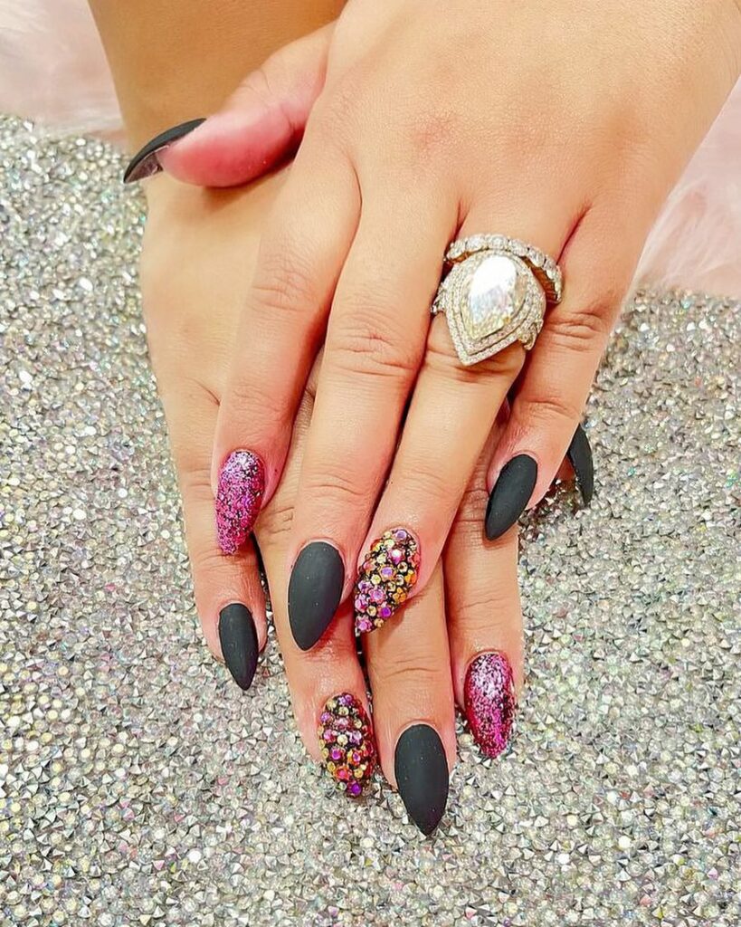 Indulge in 35 Black And Pink Nail Designs To Try in 2024 27 Dark with a Spark