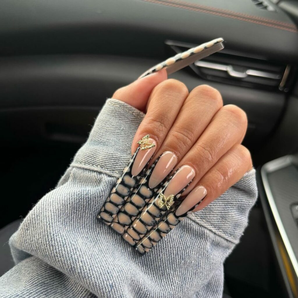 20 Latest Croc Nail Ideas To Try In 2024! 14 Super Long Croc Nails With Butterfly
