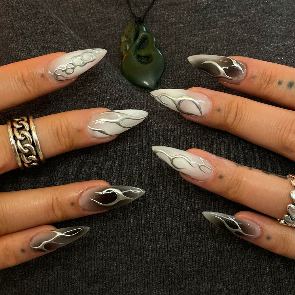 Embrace Neutrals with 35 Grey Nail Designs for 2024 42 Grey Abstract Nails