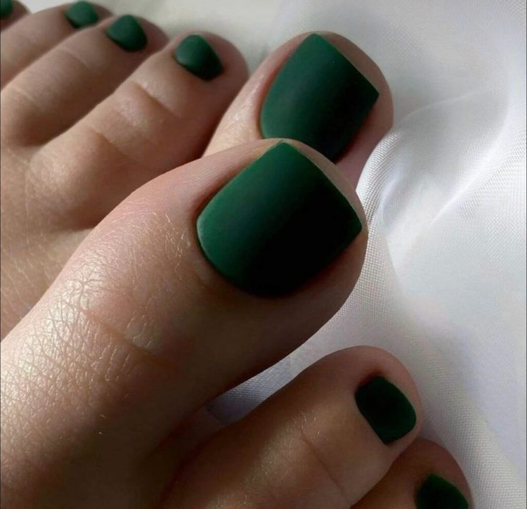 30 Green Pedicure Ideas to Refresh Your Look in 2024 19 Matte Green